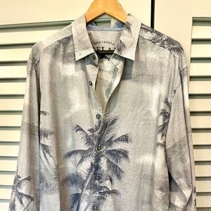 Tommy Bahama Hawaiian faded denim  beach shirt size L